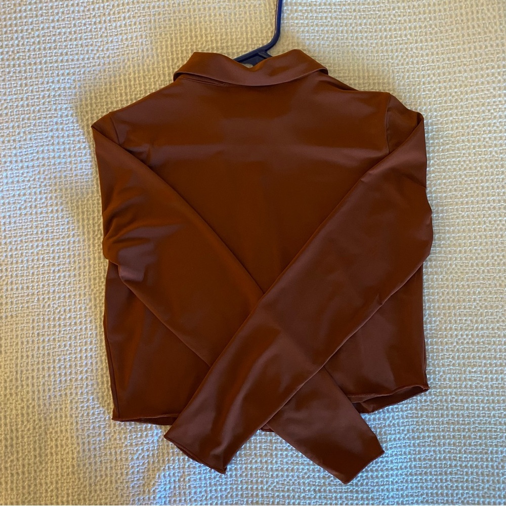 Altar'd State Rust Button-Down Crop Top - Picture 5 of 5